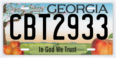 GA license plate CBT2933