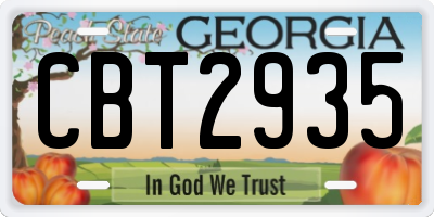 GA license plate CBT2935