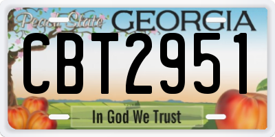 GA license plate CBT2951