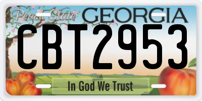 GA license plate CBT2953