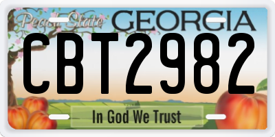 GA license plate CBT2982
