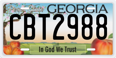 GA license plate CBT2988