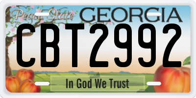 GA license plate CBT2992