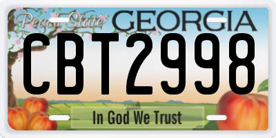 GA license plate CBT2998