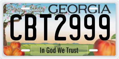 GA license plate CBT2999