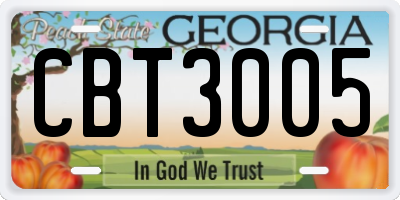 GA license plate CBT3005