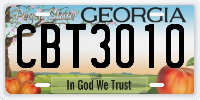 GA license plate CBT3010