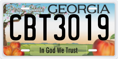 GA license plate CBT3019