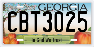 GA license plate CBT3025