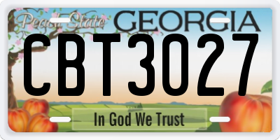 GA license plate CBT3027