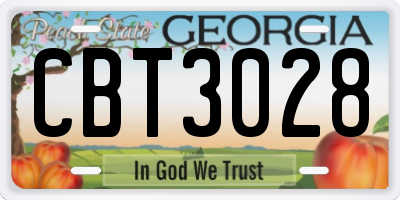 GA license plate CBT3028