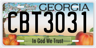 GA license plate CBT3031