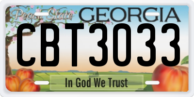 GA license plate CBT3033