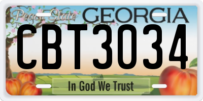 GA license plate CBT3034
