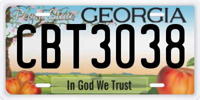 GA license plate CBT3038