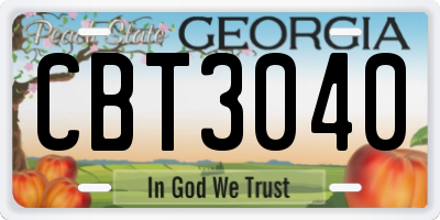 GA license plate CBT3040