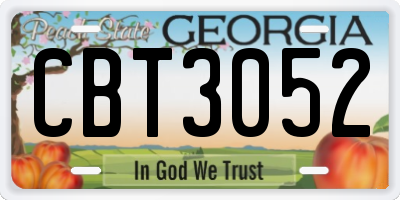 GA license plate CBT3052