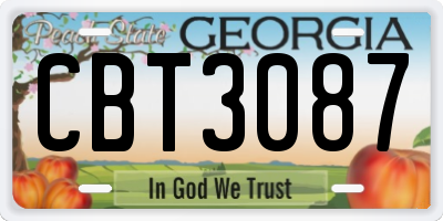 GA license plate CBT3087