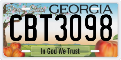 GA license plate CBT3098