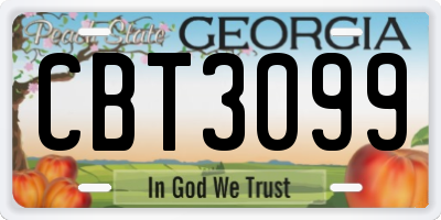 GA license plate CBT3099