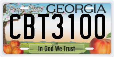 GA license plate CBT3100