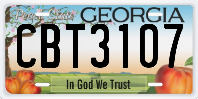 GA license plate CBT3107