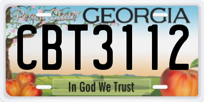 GA license plate CBT3112
