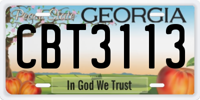 GA license plate CBT3113