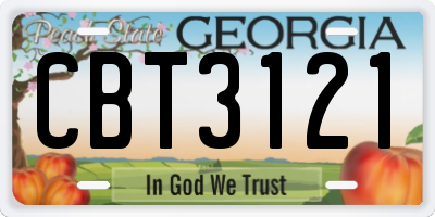 GA license plate CBT3121