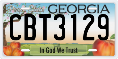 GA license plate CBT3129