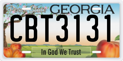 GA license plate CBT3131