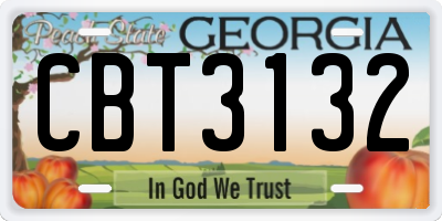 GA license plate CBT3132