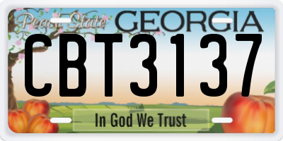 GA license plate CBT3137