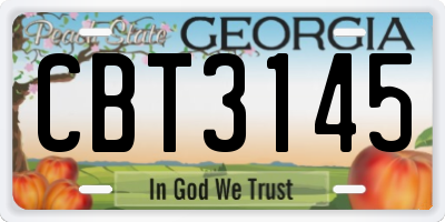 GA license plate CBT3145