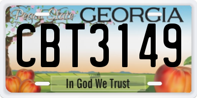 GA license plate CBT3149