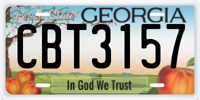GA license plate CBT3157