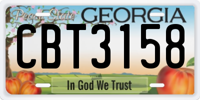 GA license plate CBT3158
