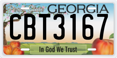 GA license plate CBT3167