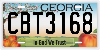 GA license plate CBT3168