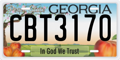 GA license plate CBT3170