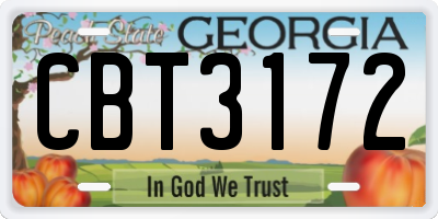 GA license plate CBT3172
