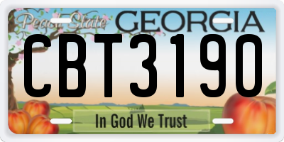 GA license plate CBT3190