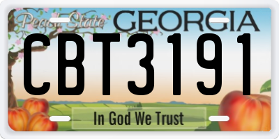 GA license plate CBT3191