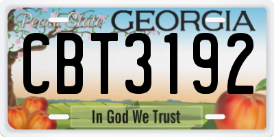 GA license plate CBT3192