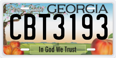 GA license plate CBT3193