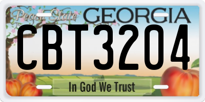 GA license plate CBT3204