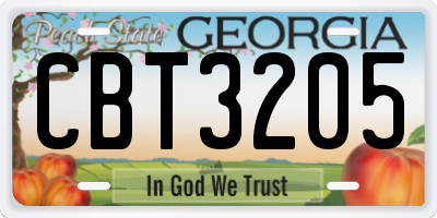 GA license plate CBT3205