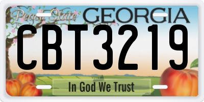 GA license plate CBT3219