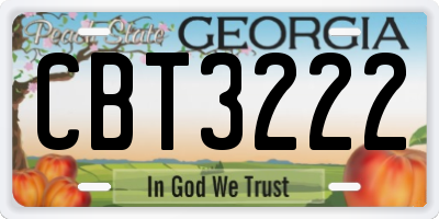 GA license plate CBT3222