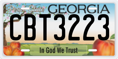 GA license plate CBT3223